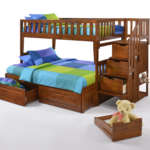 TWIN FULL STAIRCASE BUNK BED
