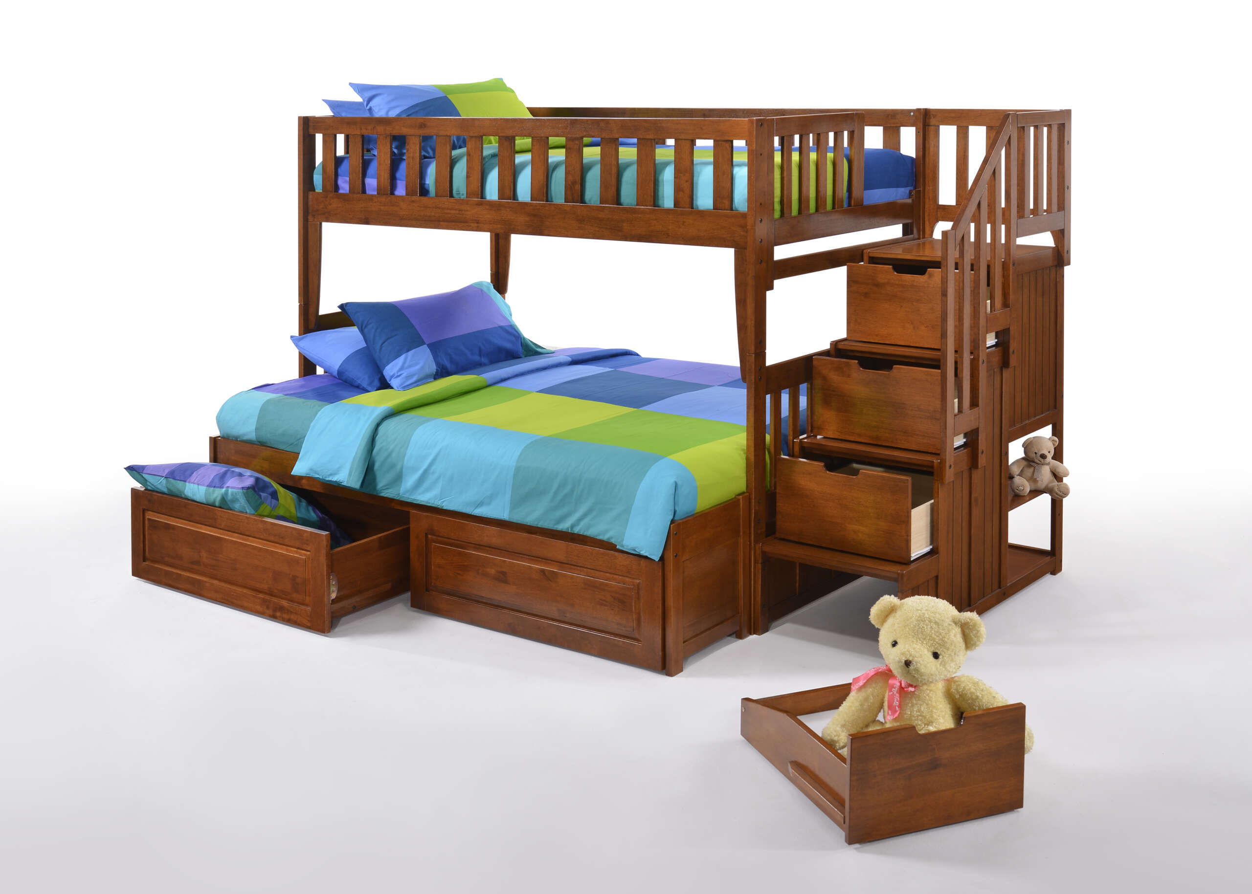 TWIN FULL STAIRCASE BUNK BED